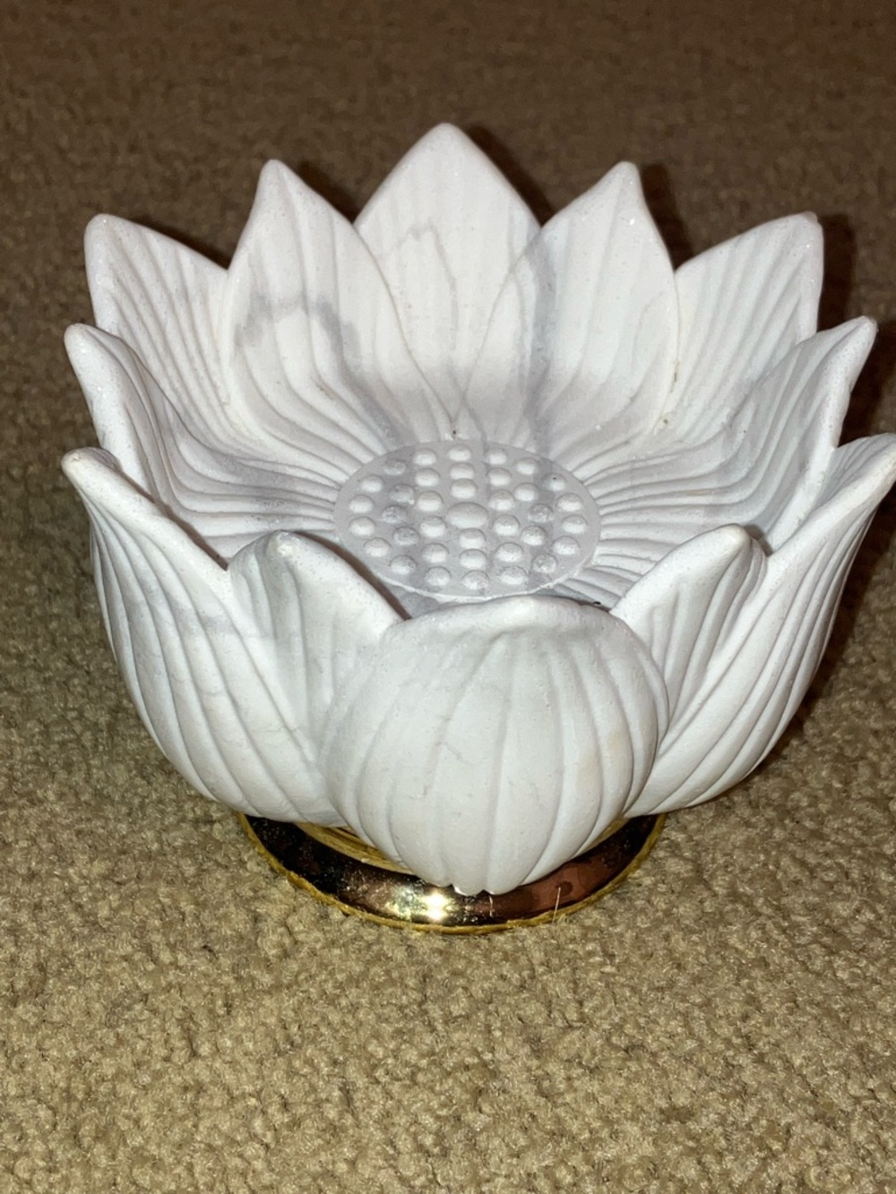 Bath and Body Works white/gray Lotus Flower Candle Holder